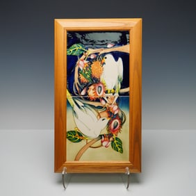 Moorcroft Double Plaque by Emma Bossons, Birds of Paradise, Framed