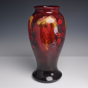 Moorcroft Pottery Large Flambe Vase, Leaves and Berries