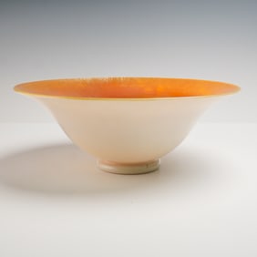 Steuben Style Gold Calcite Gold Aurene Glass Bowl
