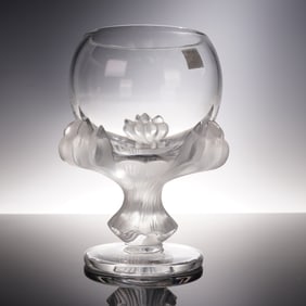Lalique Crystal Flower Vase, Baghera