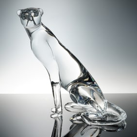 Baccarat Crystal Sculpture Tanganyika Imperial Cheetah, Head Up