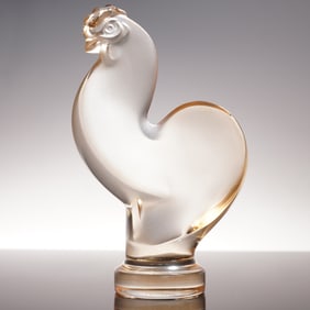 Lalique Crystal Figurine, Gold Luster Rooster