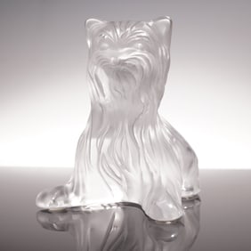 Lalique Crystal Figurine, Yorkshire Terrier Sitting