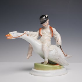 Herend Porcelain Figurine, Mattie and the Goose 5515