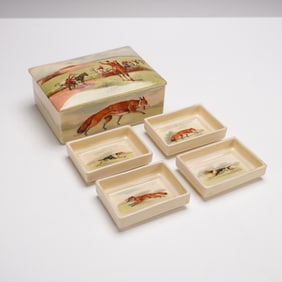 Royal Doulton Porcelain Seriesware Trinket Box, Hunting Scene, Fox & Hounds