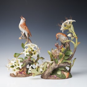 Pair of Boehm Porcelain Wood Thrushes Figurines