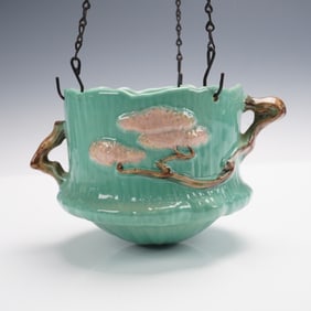 Roseville Pottery Hanging Jardiniere, Ming Tree