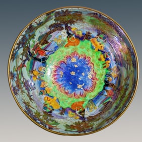 Wedgwood Black Fairyland Lustre Imperial Bowl, Woodland Bridge Z4968