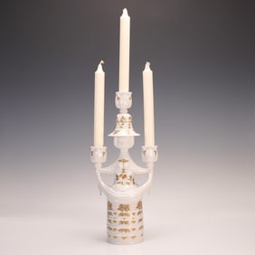 Rosenthal Bjorn Wiinblad Three Candle Porcelain Candelabra with Candles