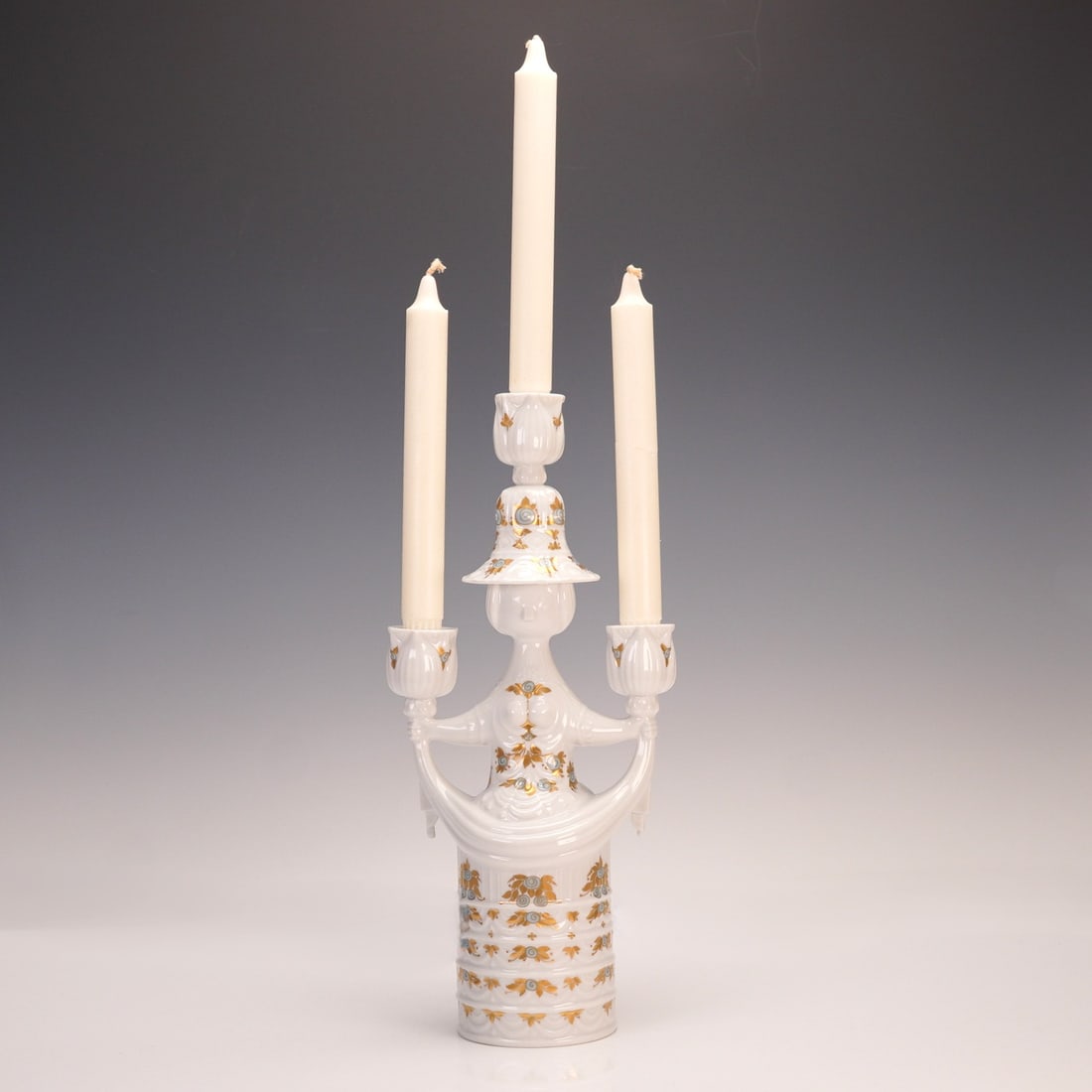 Rosenthal Bjorn Wiinblad Three Candle Porcelain Candelabra with Candles (1 of 8)