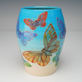 Dennis Chinaworks Pottery by Sally Tuffin Butterfly Vase