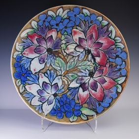 Doulton Lambeth Vera Huggins Faience Floral Charger