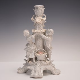 Sitzendorf Porcelain Rococo Style Children Candlestick