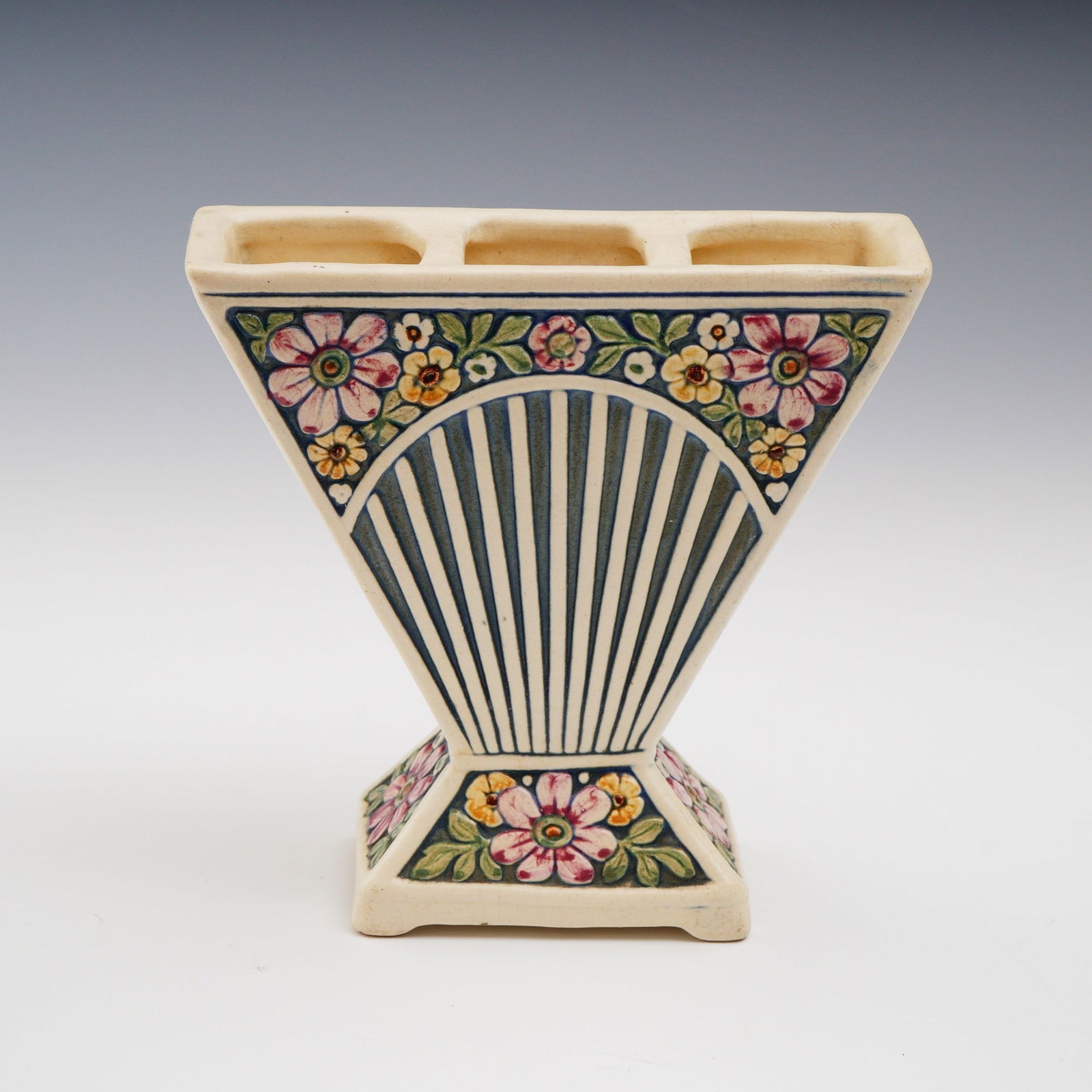 Weller Pottery Art Deco Florala Fan-Shaped Spill Vase (1 of 5)