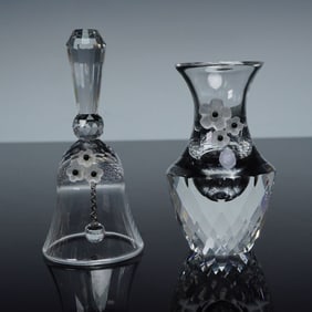 2pc Swarovski Crystal Mini Bud Vase and Dinner Bell