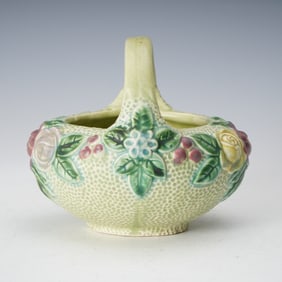 Antique Roseville Rozane Floral Ceramic Basket