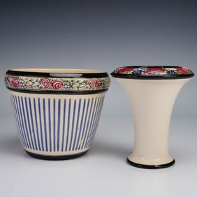 2pc Weller Zona Eldora Chelsea Jardiniere and Vase