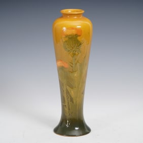 Handcrafted Art Pottery Vase with Floral Relief