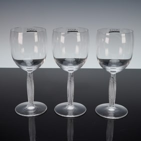 3pc Lalique Crystal Diamant Water Goblets