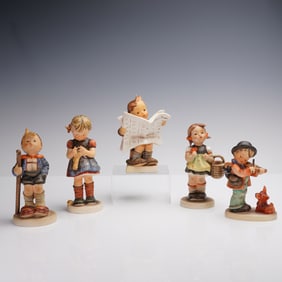 5pc Goebel Hummel Vintage Figurines, A stich in Time and More