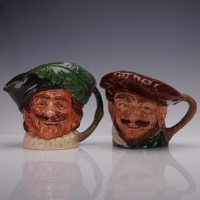 2pc Royal Doulton Large Character Jugs, The Cavalier D6114 & Drake D6115