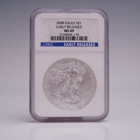 2008 American Silver Eagle First Release Dollar Coin NGC Graded MS 69