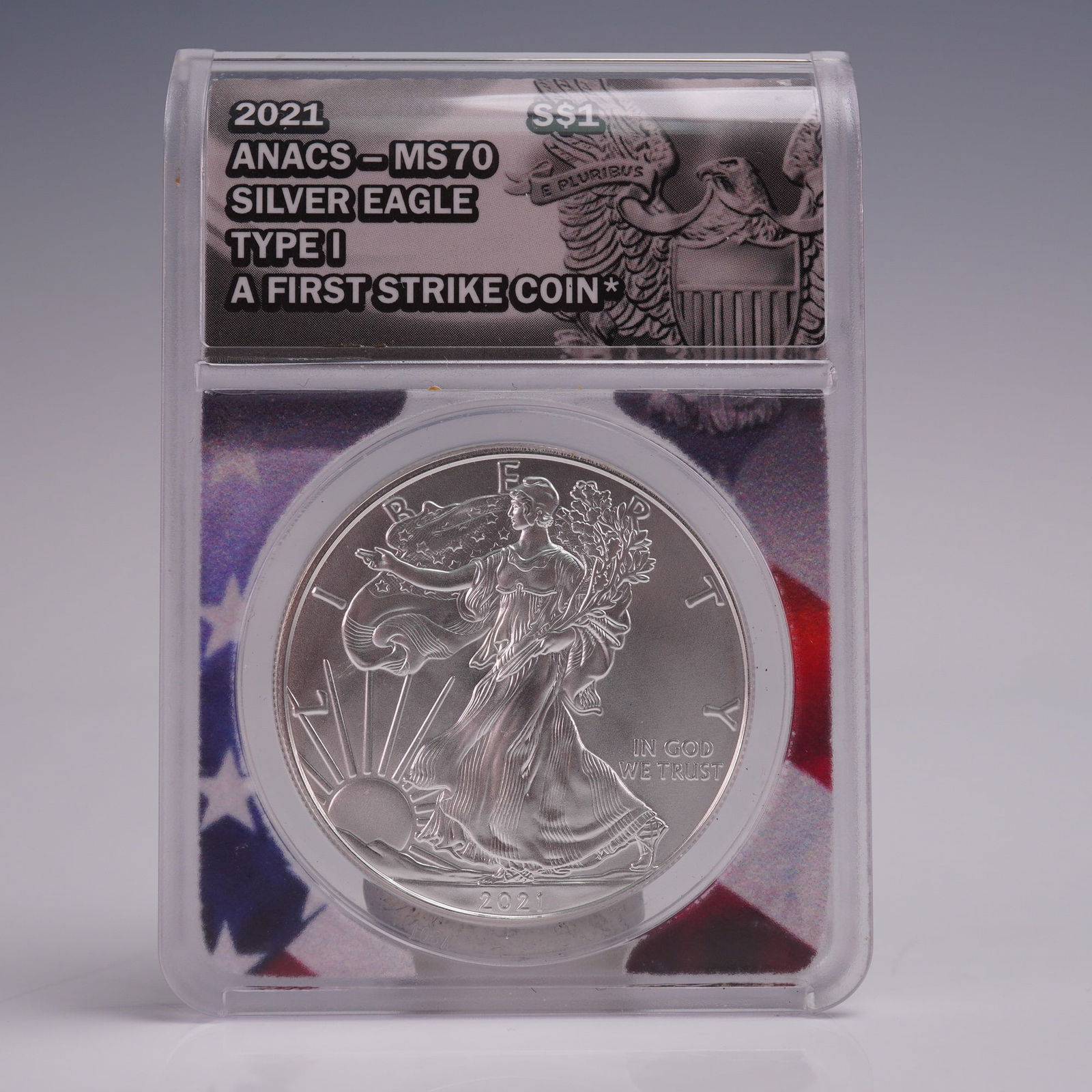 2021 American Silver Eagle Type 1 Dollar Coin ANACS Graded MS 70 (1 of 4)
