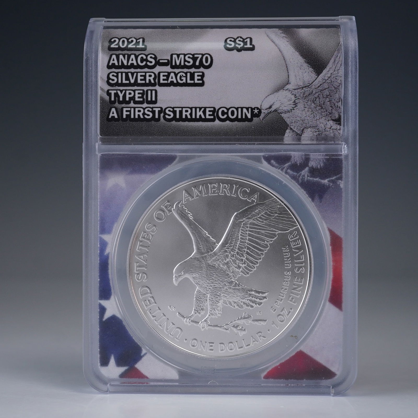 2021 Silver Eagle Dollar Coin, ANACS MS70 Type II First Strike (1 of 4)
