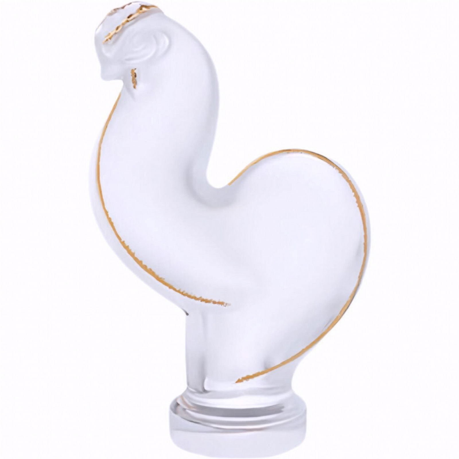 Lalique Clear and Gold Crystal Figurine, Rooster, Sealed Box (1 of 3)