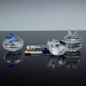 5pc Swarovski Crystal Heart Figurines & Crystal Filled Vials