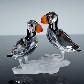 Swarovski Crystal Figurine, Puffins