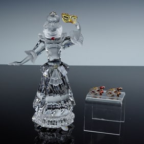 3pc Swarovski Masquerade Crystal Figurine & SCS Mask Pin, Columbine 242032