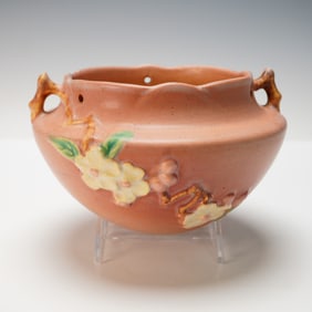 Roseville Pottery Hanging Planter, Apple Blossom