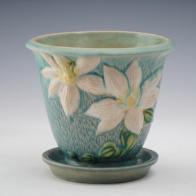 Roseville Pottery Water Lily Planter with Tray