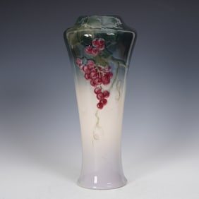 Weller Pottery Etna Vase w/ Hand Painted Grapevine Design