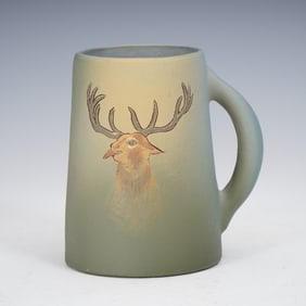 Weller Pottery Handled Mug with Stag Decoration