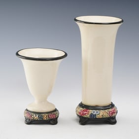 2pc Weller Pottery Tivoli Vases