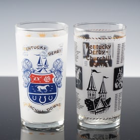2pc Kentucky Derby Official Mint Julep Glasses 1967 & 1968