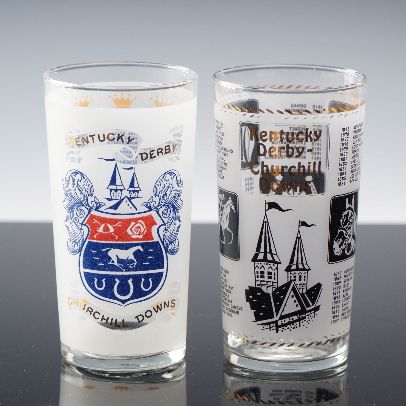 2pc Kentucky Derby Official Mint Julep Glasses 1967 & 1968 (1 of 4)