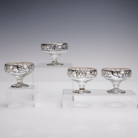 4pc Sterling Overlay Glass Sherbets