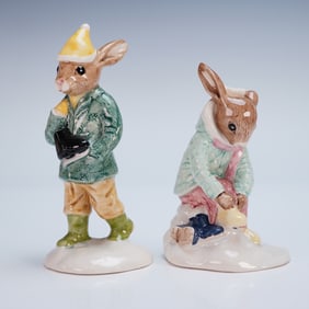 Royal Doulton Bunnykins, Boy Skater DB152 and Girl Skater DB153