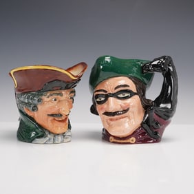 2pc Royal Doulton Large Character Jugs, Dick Turpin D5485 & 6528