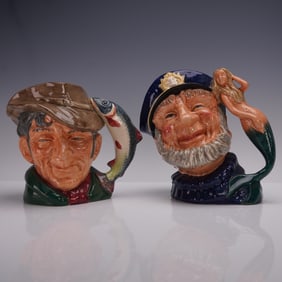 2pc Royal Doulton Large Character Jugs, The Poacher D6429 & Old Salt D6551