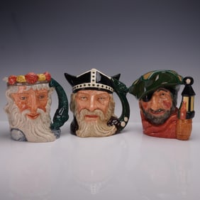 3pc Royal Doulton Large Character Jugs- D6548, D6616 & D6496