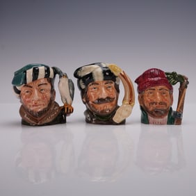 3pc Royal Doulton Small Character Jugs, Trapper, Lumberjack and Falconer