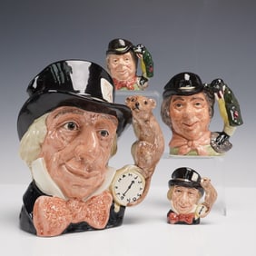 4pc Royal Doulton Mini, SM & LG Char. Jugs- Mad Hatter + Walrus & Carpenter