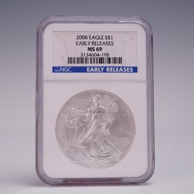 2008 American Silver Eagle Early Release Dollar Coin NGC Graded MS 69