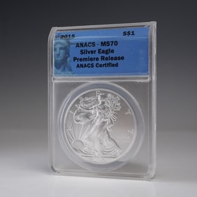 2015 American Silver Eagle Type 1 Dollar ANACS Graded MS 70