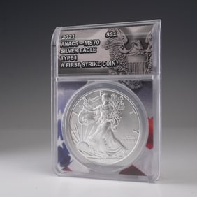 2021 American Silver Eagle Type 1 Dollar Coin ANACS Graded MS 70