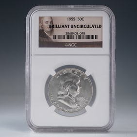 1955 Franklin Silver Half Dollar NGC Brilliant Uncirculated